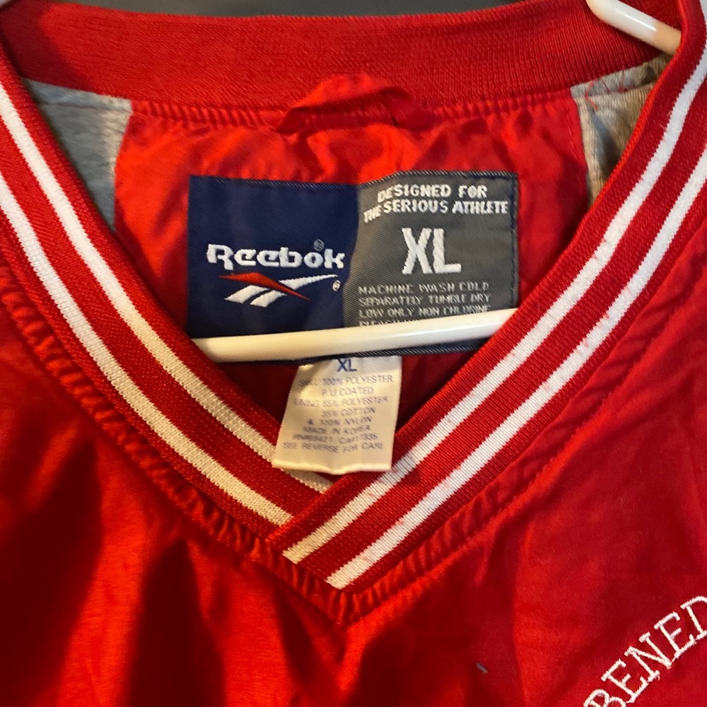 Vintage Reebok Men Size XL Red V Neck Pullover Windbreaker Golf Baseball EUC - Picture 6 of 7